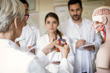 Medizinstudenten im Praktischen Jahr (PJ) werden im Krankenhaus unterrichtet